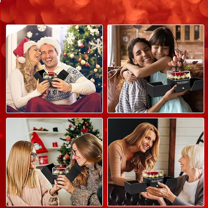 Preserved  Real Rose Flower Box With I Love You Necklace