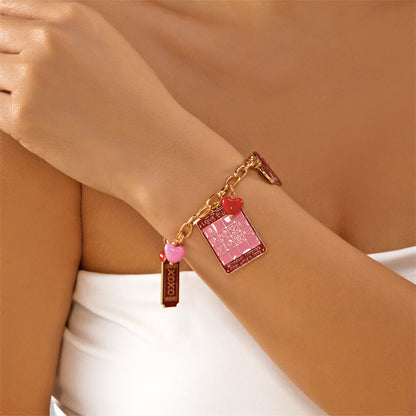 Peach Heart Multi-element Pendant Bracelet
